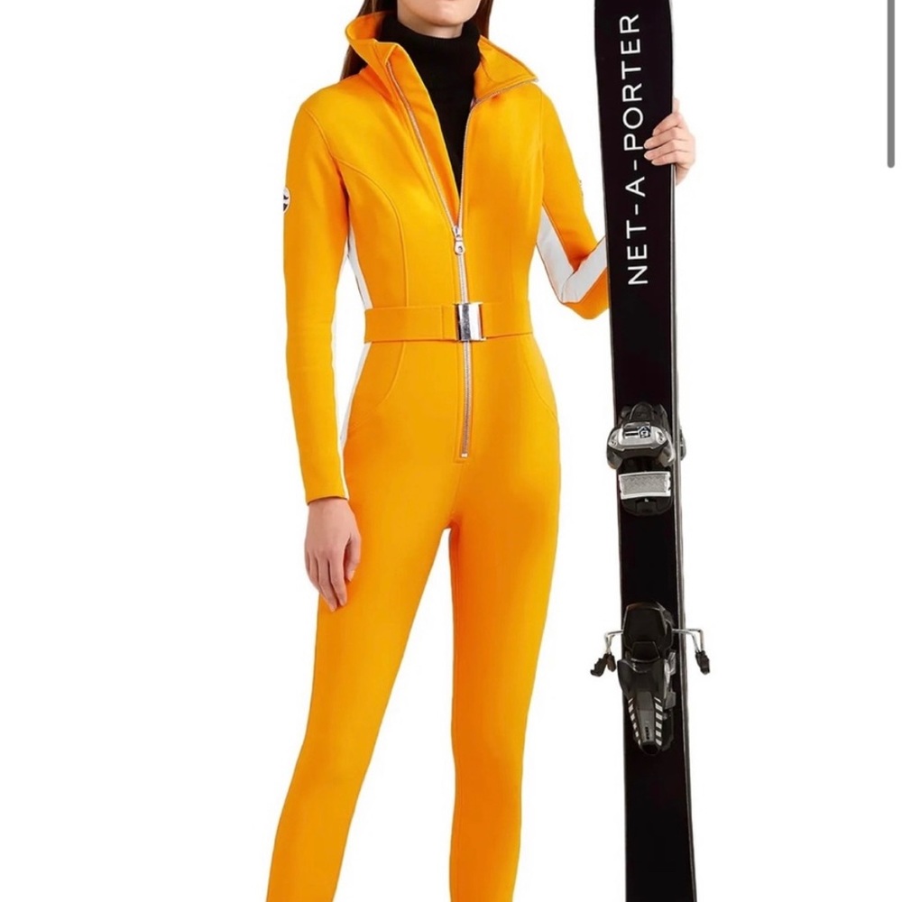 Cordova striped stretch-twill ski suit